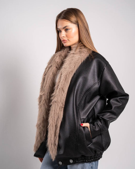 OV FUR LEATHER JACKET